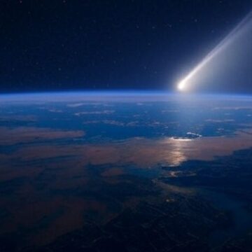 Photo of a comet hitting the Earth.